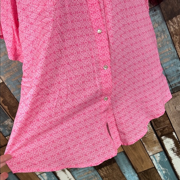 Wrangler Pink Patterned snap button Short Sleeve button down Shirt - Picture 5 of 14